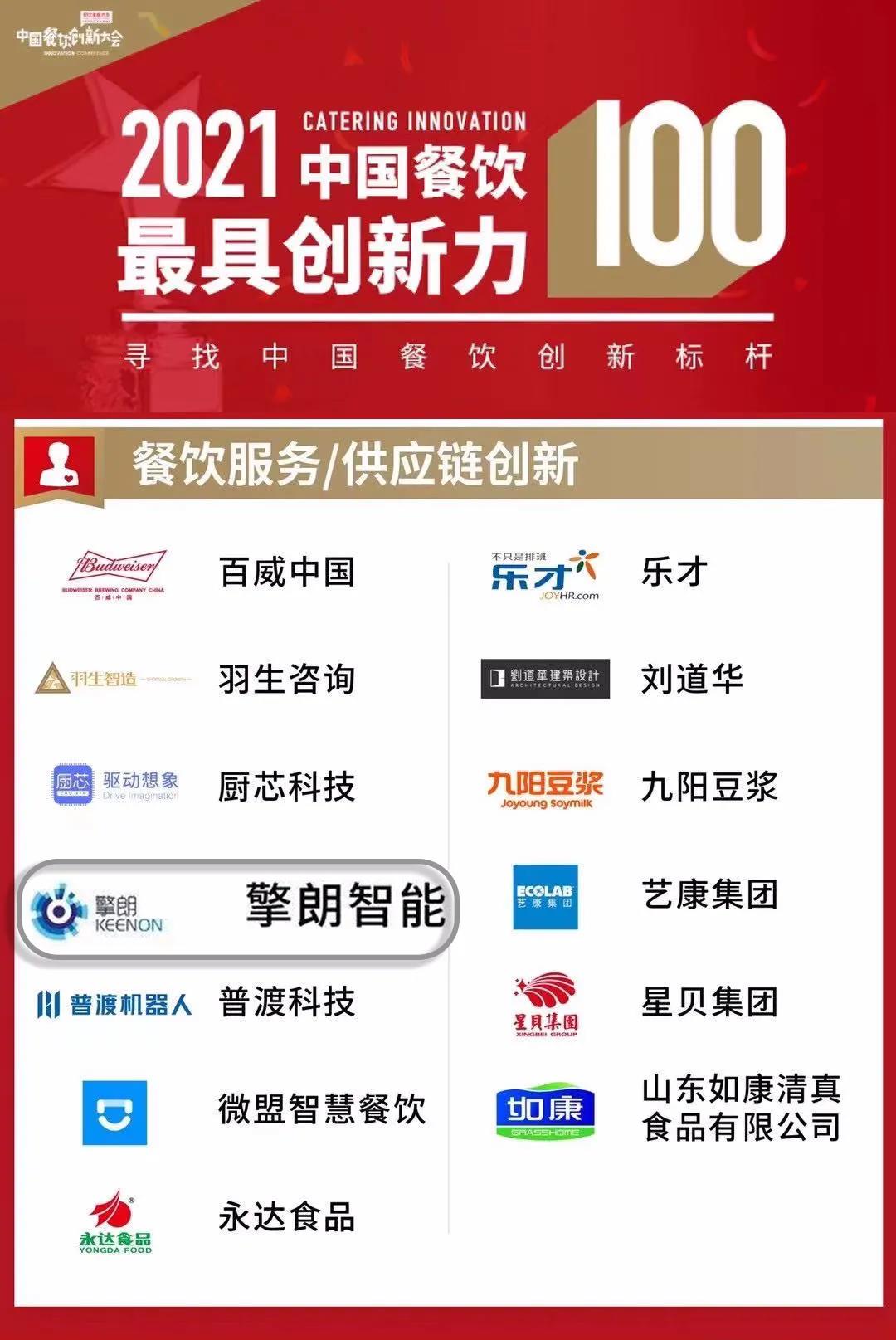 重磅 | 擎朗智能入选2020中国餐饮创新大会最具创新力标杆企业! 重磅 | 擎朗智能入选2020中国餐饮创新大会最具创新力标杆企业!